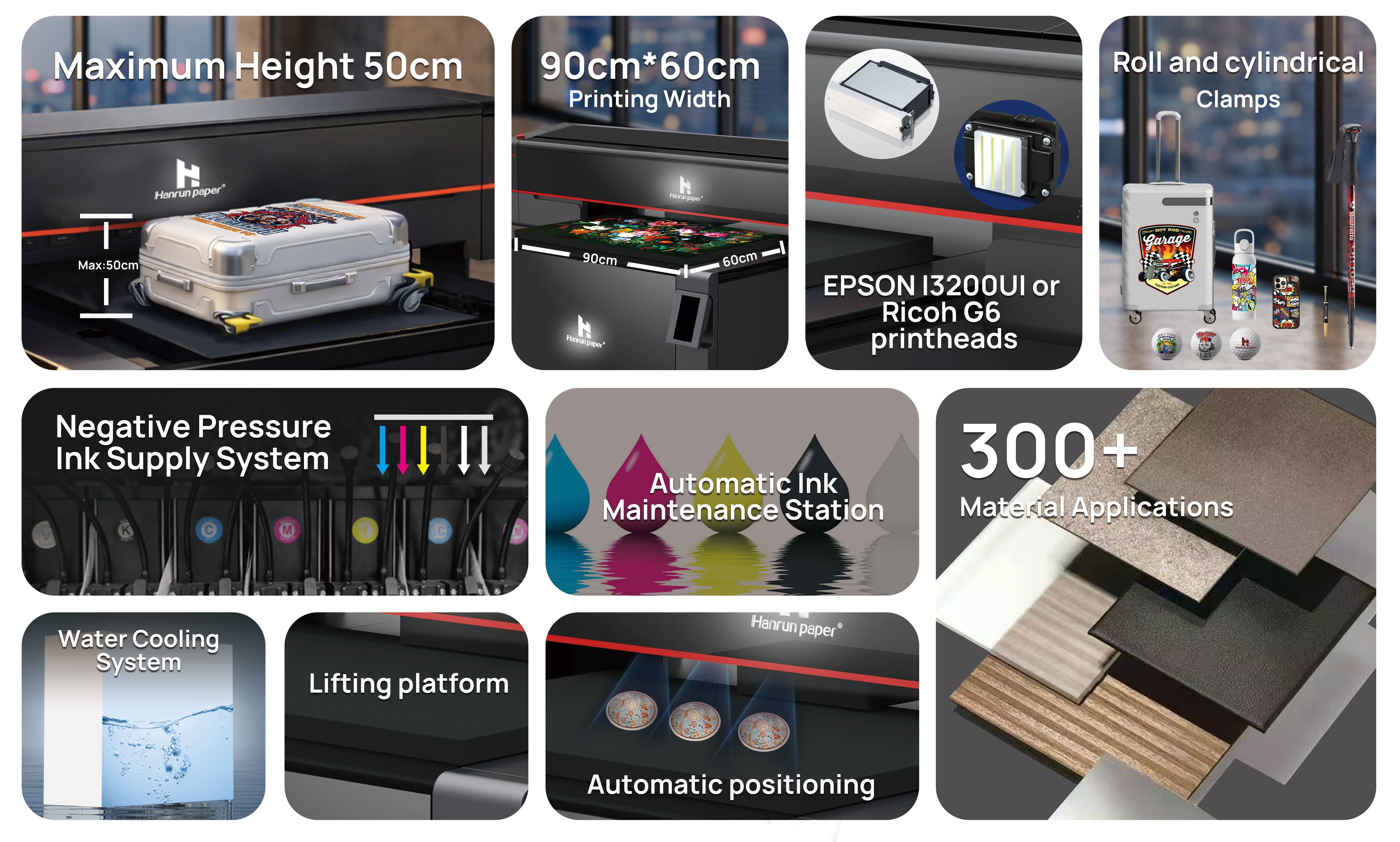 Stampante con sollevamento a piattaforma multifunzionale UV-H9060